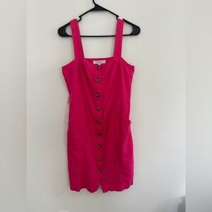 LOFT Fuchsia Button-Front Mini Dress